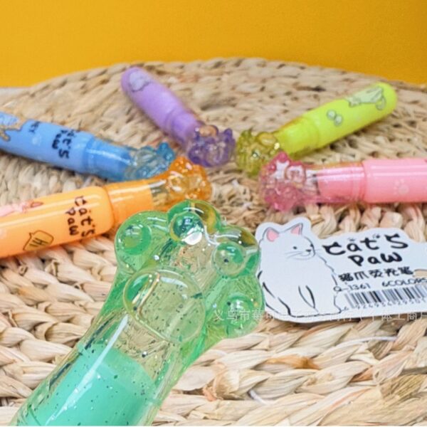 Mini Destacadores Patita de Gato | Set de 6 Colores Surtidos 🐾✨ - Imagen 2