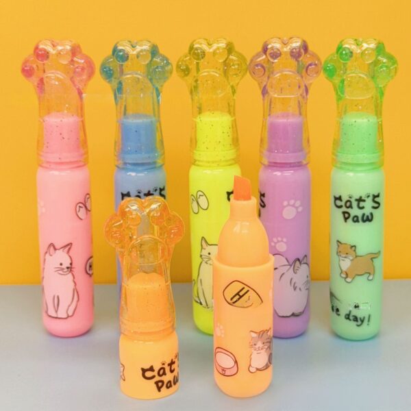 Mini Destacadores Patita de Gato | Set de 6 Colores Surtidos 🐾✨