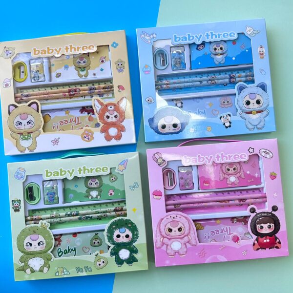 Set de Papelería en Caja Baby three 7PCS 🐻✨