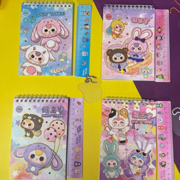 Libreta con Regla Baby Three | 24 Hojas | 4 Colores Surtidos 📏✨