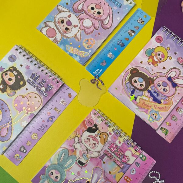 Libreta con Regla Baby Three | 24 Hojas | 4 Colores Surtidos 📏✨ - Imagen 2