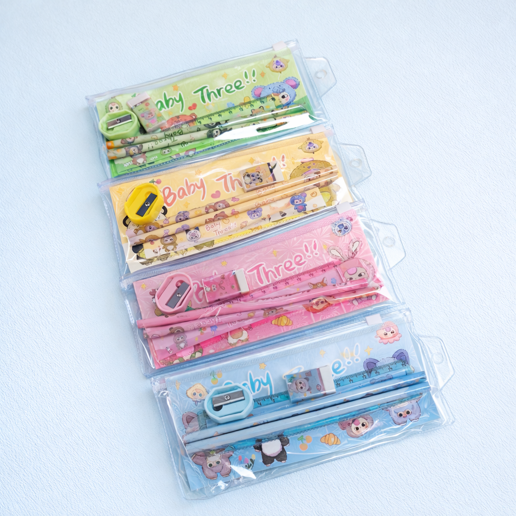 Set de Papelería Baby Three 5PCS en Estuche 🐻🖊️