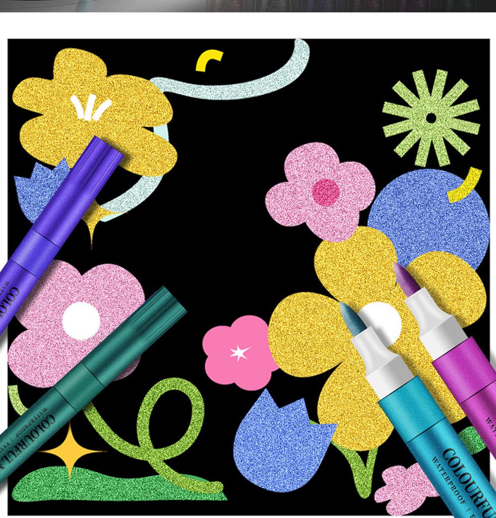 ✨🖊️ Set de 12 Marcadores Glitter Metalizado  🌈💫