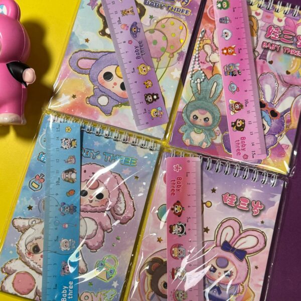 Libreta con Regla Baby Three | 24 Hojas | 4 Colores Surtidos 📏✨ - Imagen 3