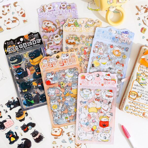 🐱 Set de 4 Stickers Gatito – ¡Ternura en cada detalle! ✨