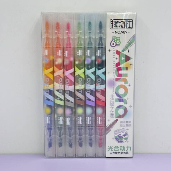 ✨Set de 6 Destacadores Doble Punta con Glitter✨