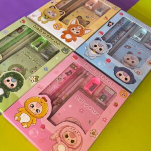 Set de Papelería Baby Three – 4 Diseños Surtidos 🎨✨