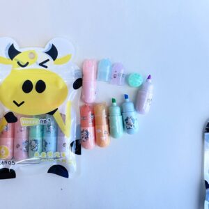 Mini Destacadores Vaquita | Set de 6 Colores Surtidos 🐮✨