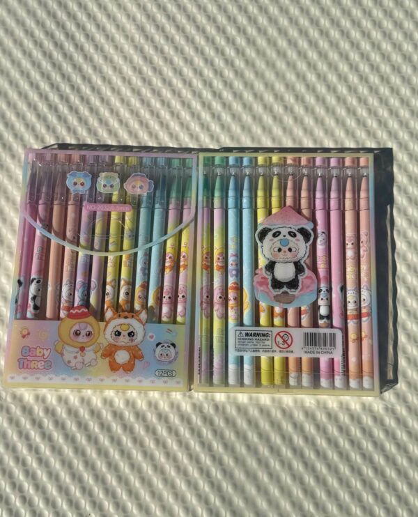 Set 12 Lápices de Gel Borrables Baby Three | Tinta Azul |  ✨🖊️