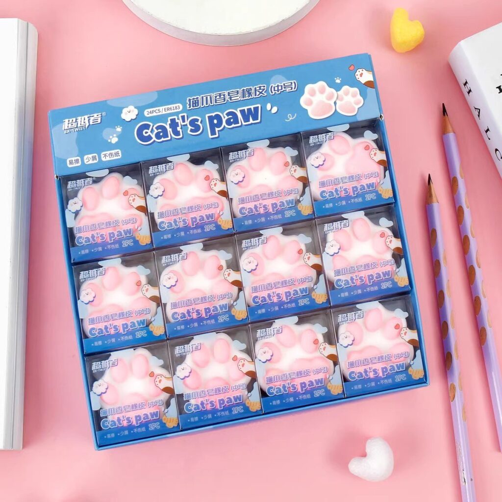 🐾🧼 Mini Goma Patita de Gato – ¡Borra con ternura felina! 😻