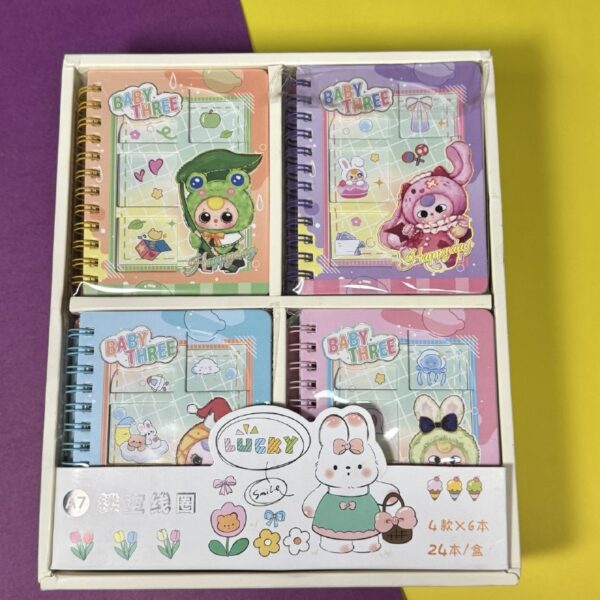 Mini Libreta Argollada Baby Three con Diseños 🎀✨