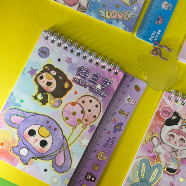 Libreta con Regla Baby Three | 24 Hojas | 4 Colores Surtidos 📏✨ - Imagen 6