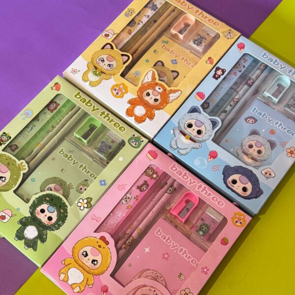 Set de Papelería Baby Three – 4 Diseños Surtidos 🎨✨