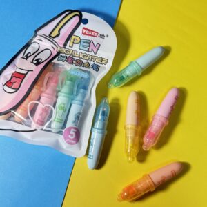 Mini Destacadores Pincel | Set de 5 Colores Surtidos 🎨✨