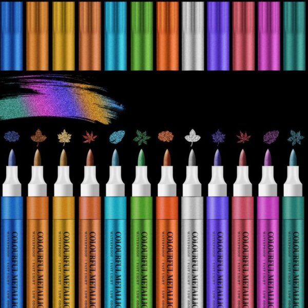 ✨🖊️ Set de 12 Marcadores Glitter Metalizado  🌈💫 - Imagen 3