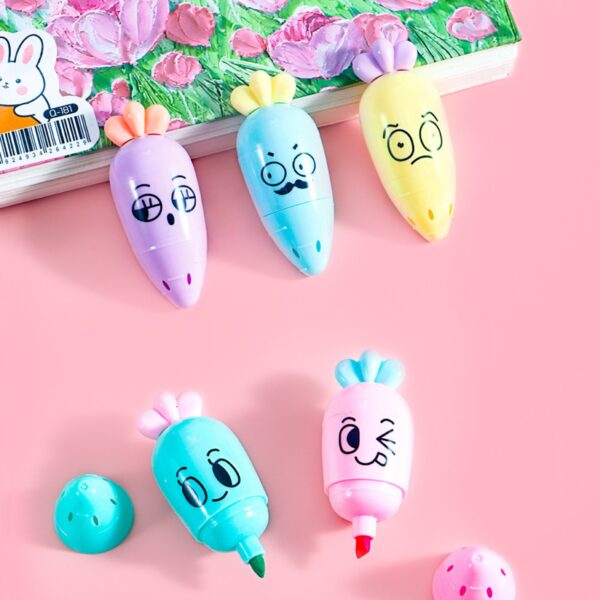 Mini Destacadores Zanahoria | Set de 6 Colores Surtidos 🥕✨ - Imagen 3