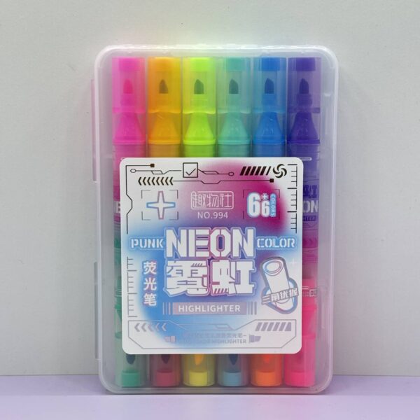 Set 6 Destacadores Doble Punta Fluor ✨🖍️