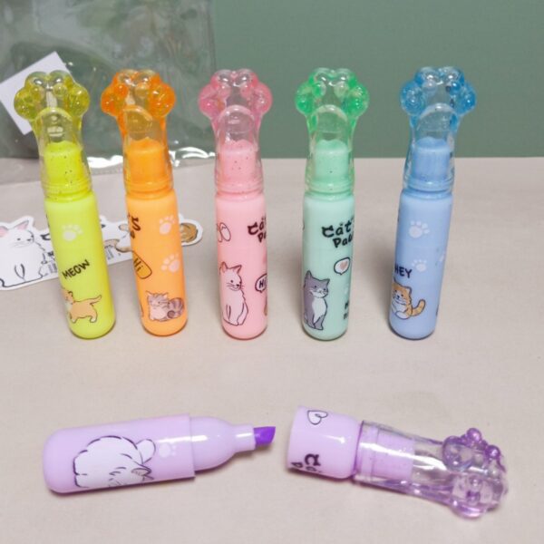 Mini Destacadores Patita de Gato | Set de 6 Colores Surtidos 🐾✨ - Imagen 4