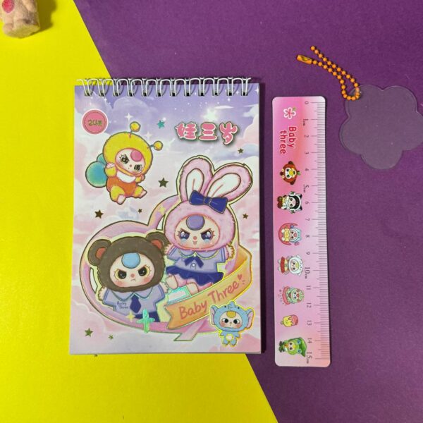 Libreta con Regla Baby Three | 24 Hojas | 4 Colores Surtidos 📏✨ - Imagen 8