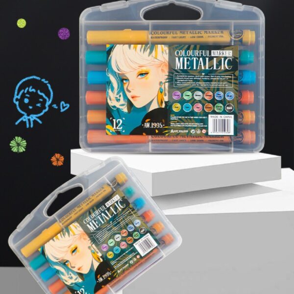 ✨🖊️ Set de 12 Marcadores Glitter Metalizado  🌈💫