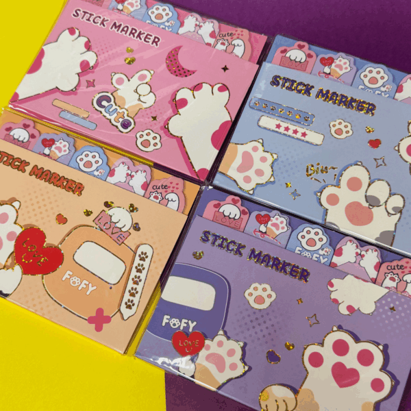Set Post-it Gatito 8 Pcs | 4 Colores Surtidos 🐱✨