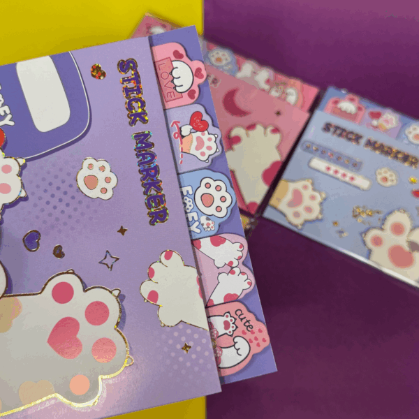 Set Post-it Gatito 8 Pcs | 4 Colores Surtidos 🐱✨ - Imagen 3