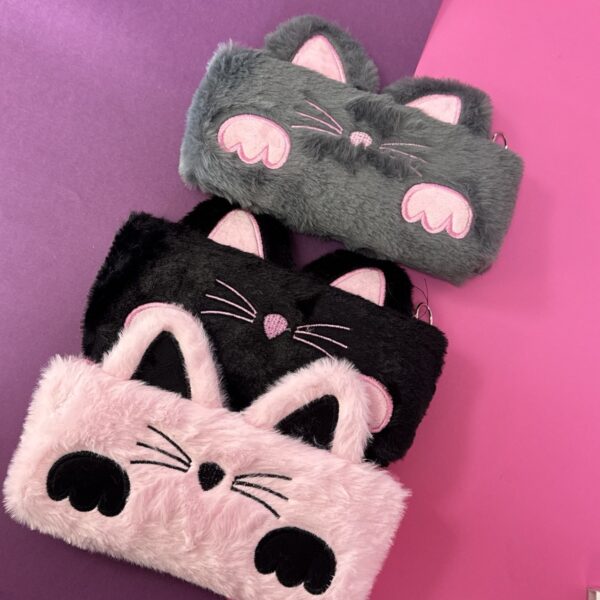 🐾🎒 Estuche de Felpa Gatito con Esponja - Imagen 4
