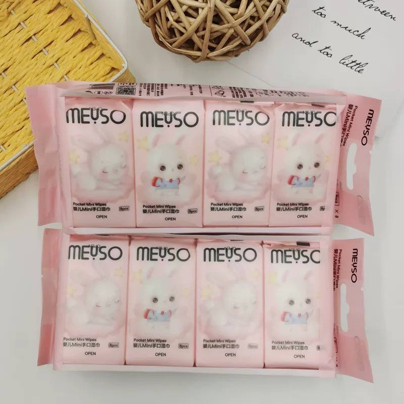 🐰 TOALLITAS HÚMEDAS CONEJO KAWAII – PACK DE 8 BOLSITAS