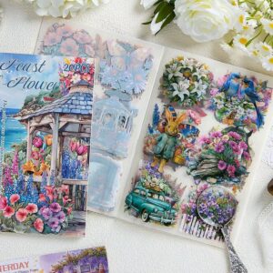 🌸 STICKERS FLORES Y VINTAGE – SET DE 20 HOJAS