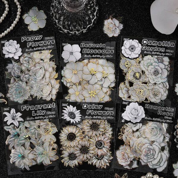 🌸 STICKERS FLORES BLANCAS – 20 PCS - Imagen 4