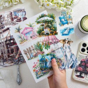 🌸 STICKERS FLORES Y VINTAGE – SET DE 20 HOJAS - Imagen 4