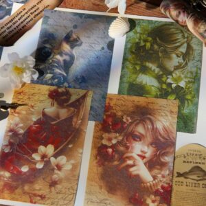 Hojas de Papel con  diseño de Muñeca Vintage