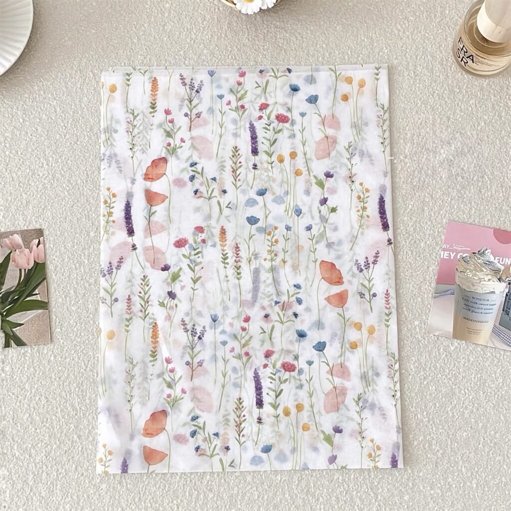 🛍️ PAPEL DE REGALO BLANCO FLOR – SET DE 10 HOJAS