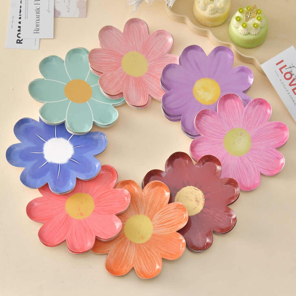 PLATOS DE PAPEL FLOR 10PCS