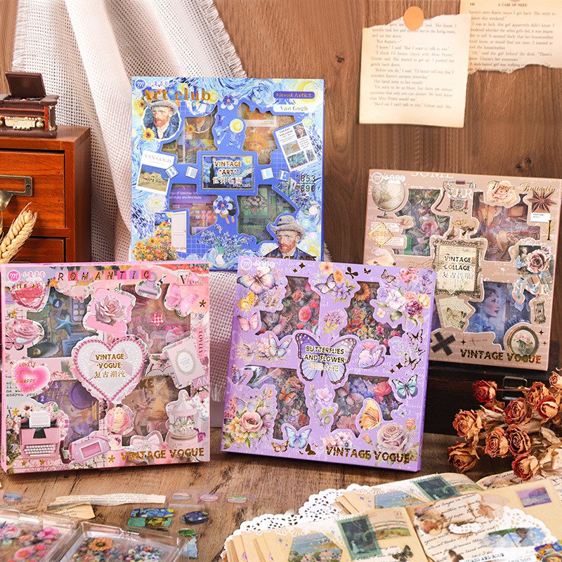 Caja de 100 Stickers Vintage 1 Caja de 100 Stickers Vintage