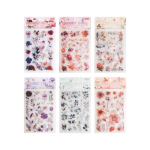 Stickers Hojas Blancas con Flores