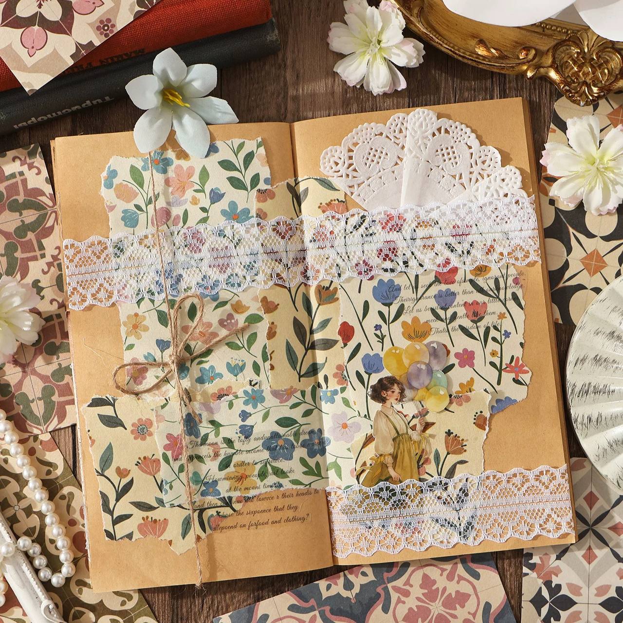 Hojas de Papel Decorativas Vintage 4 Hojas de Papel Decorativas Vintage - Imagen 4