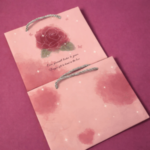 Bolsa de Regalo Pequeña Rosada de Flores - Imagen 3