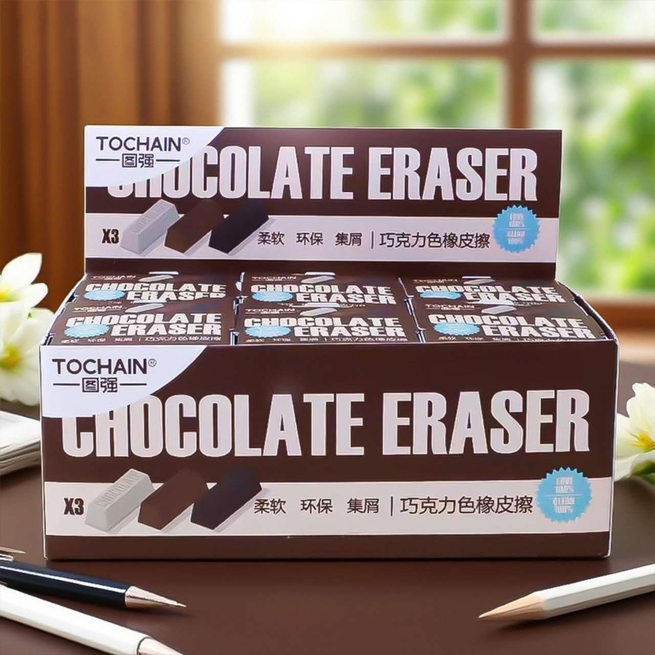 Goma de Borrar Mini Chocolate – Set 3 Piezas 1 Goma de Borrar Mini Chocolate – Set 3 Piezas