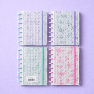 Libreta Blanca Texturizada con Diseño mariposa