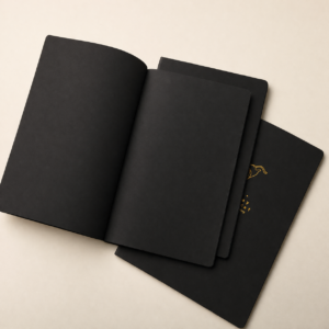 Libreta de Hojas Negras Gato Espacial dorado