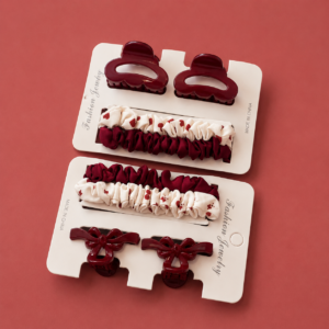 Set de Accesorios para Pelo Tonos Rojo vino - Imagen 6