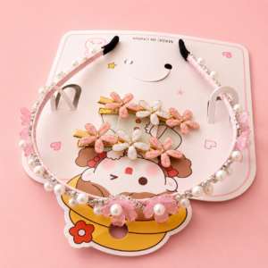 Set Cintillo y Pinches Flor de Perla - Imagen 4