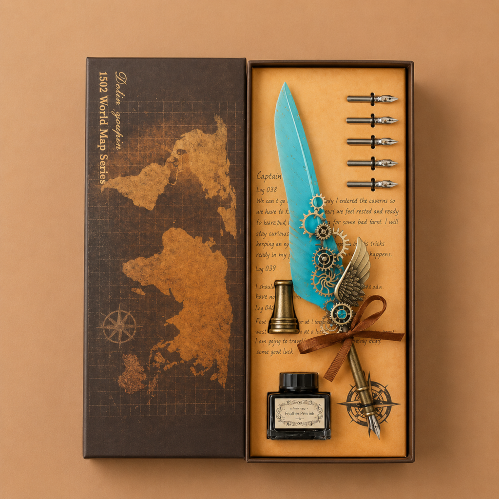 Set de Regalo Pluma y Tintero Vintage