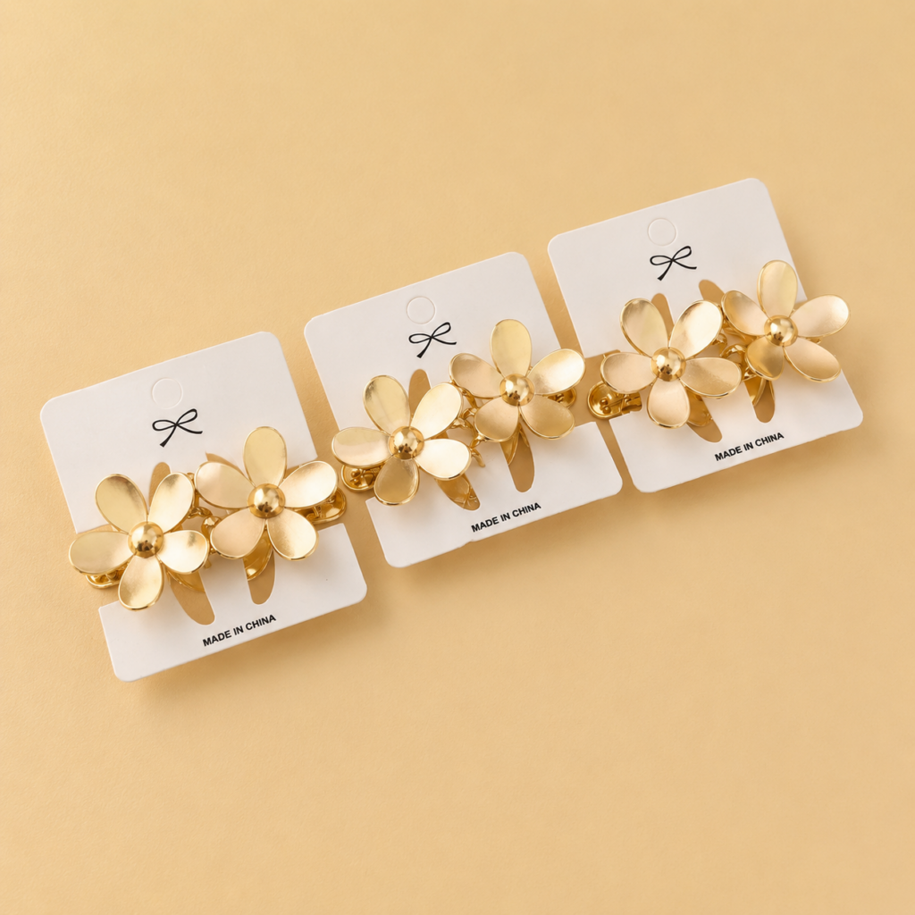 Set de 2 Mini Pinches Flor Dorad