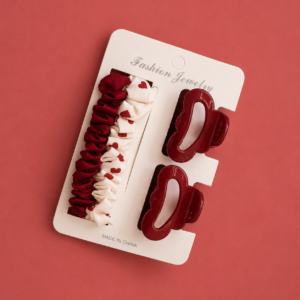 Set de Accesorios para Pelo Tonos Rojo vino - Imagen 2
