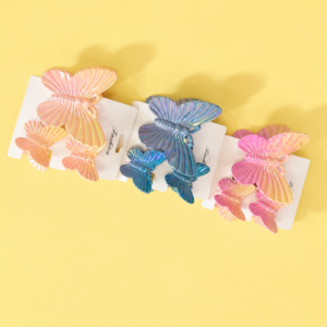 🦋 Pinza Triple Mariposa Tornasol