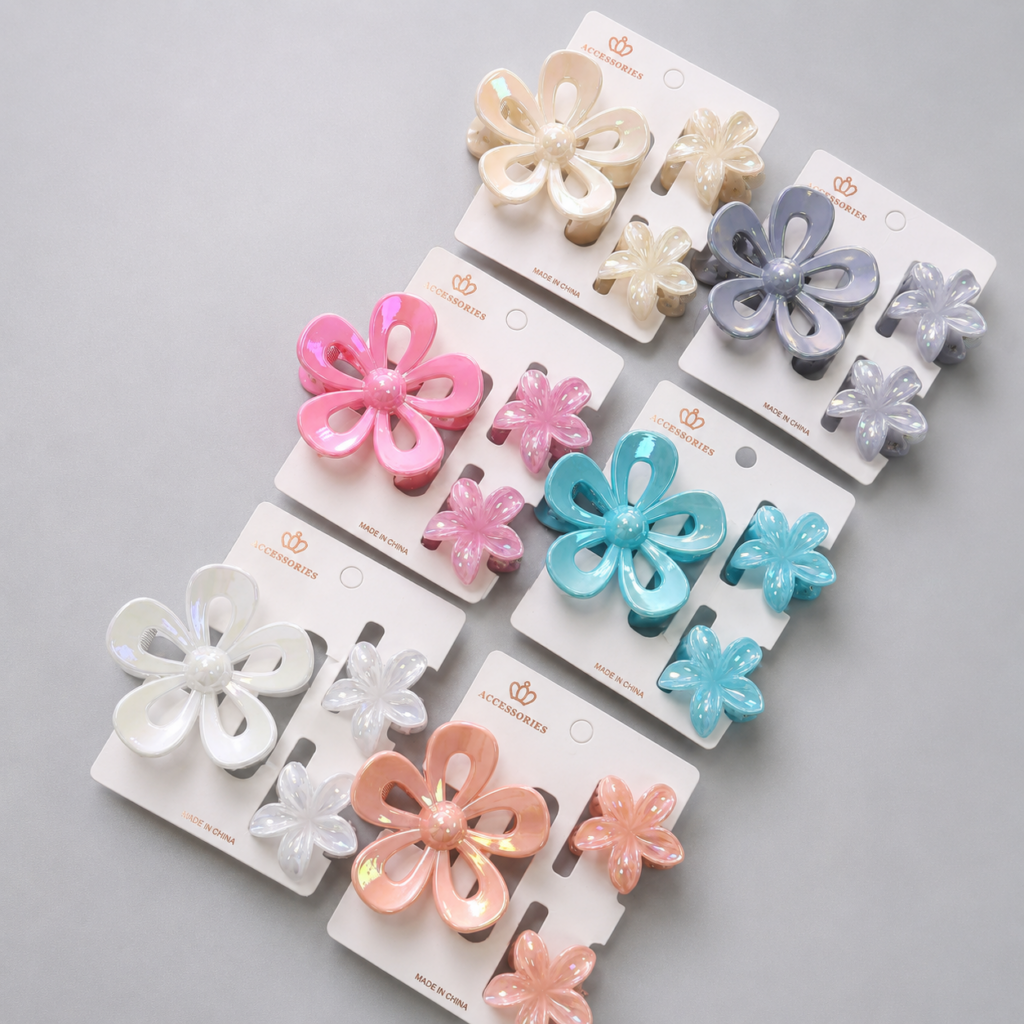 Set Pinches Flor Sakura Holográfica 3pcs