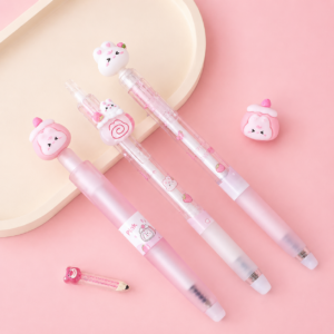Set de 3 Lápices Borrables Conejito Rosa - Imagen 2