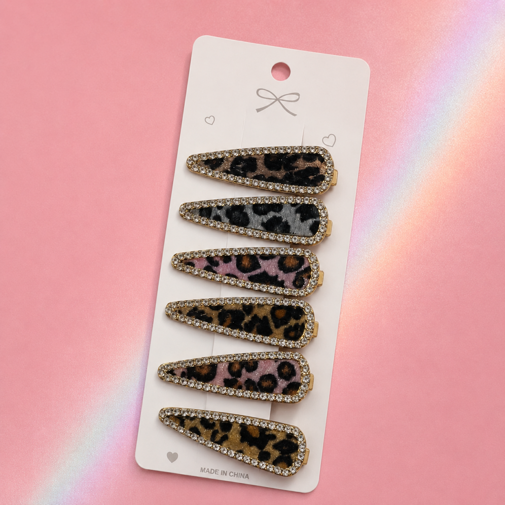 Set de 6 Pinches Animal Print Brillo